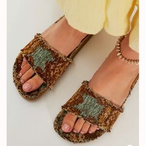 Free People Woven Wonders Footbed Sandals 🔥 Size 9 Brand New